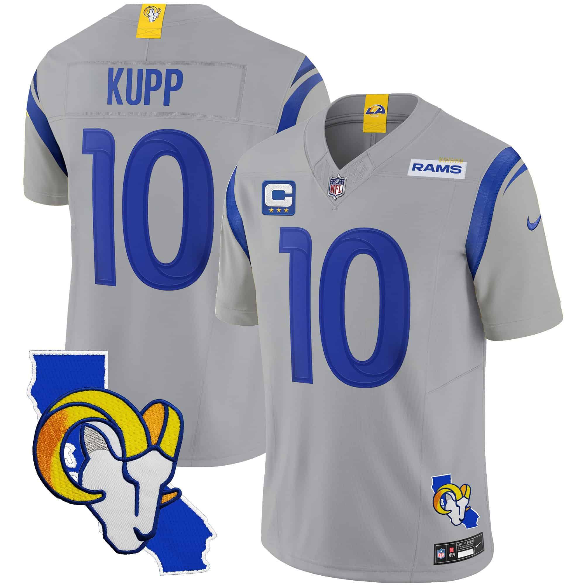 Men Los Angeles Rams #10 Kupp Grey 2024 Nike California Patch Vapor Limited NFL Jersey style 1->indianapolis colts->NFL Jersey